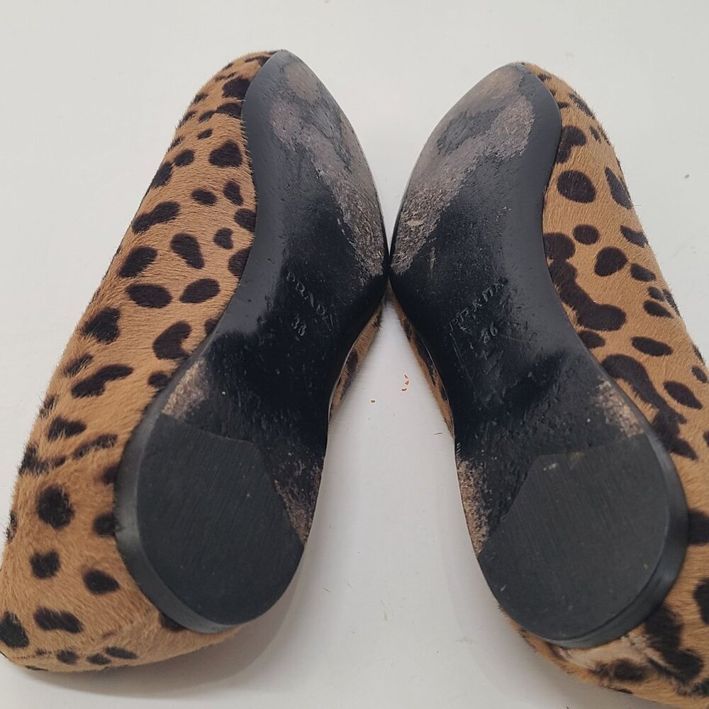 Prada Leopard  Print Calf Hair Slip On Loafters  Size US 5.5 EU 36 Slip-On Flat - Picture 6 of 8